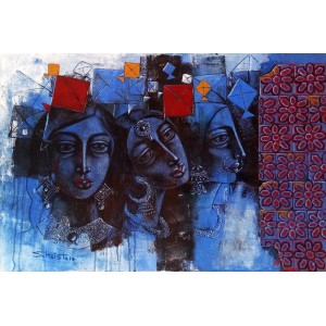 Shaista Momin, Untitled, 24 x 36 Inch, Acrylic on Canvas, Figurative Painting, AC-SHM-024